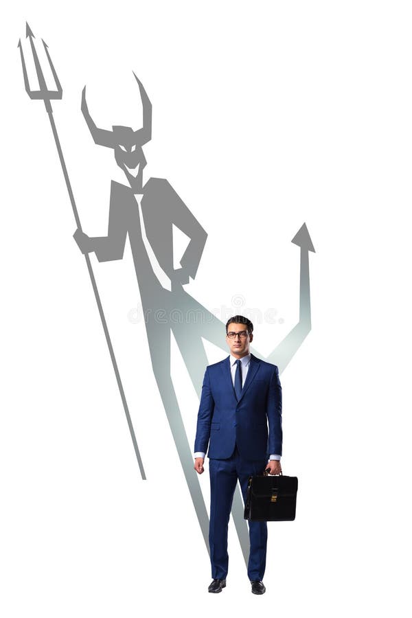 Diable se cachant dans l'homme d'affaires - concept d'alter ego image stock Diable se cachant dans l'homme d'affaires - concept d'alter ego image stock