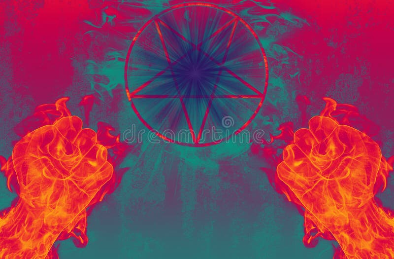 Diabo com pentagram ilustração do vetor Diabo com pentagram ilustração do vetor