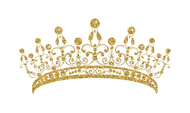 Glittering Diadem. Golden tiara isolated on white background. Vector illustration. Glittering Diadem. Golden tiara isolated on white background. Vector illustration
