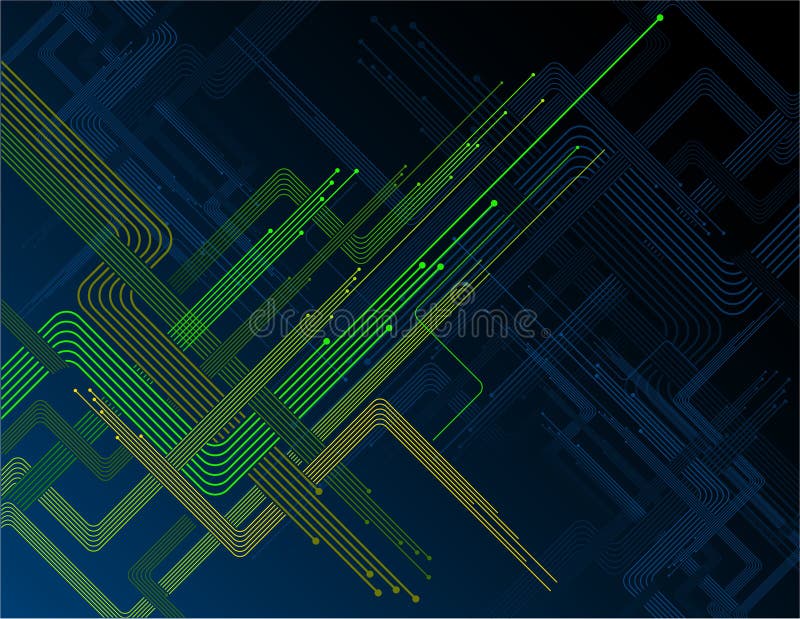 Diagonal green lines in dark blue background stock illustration