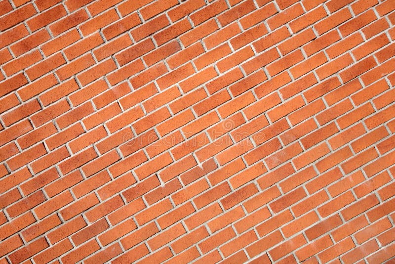 Diagonal modern red brick wall