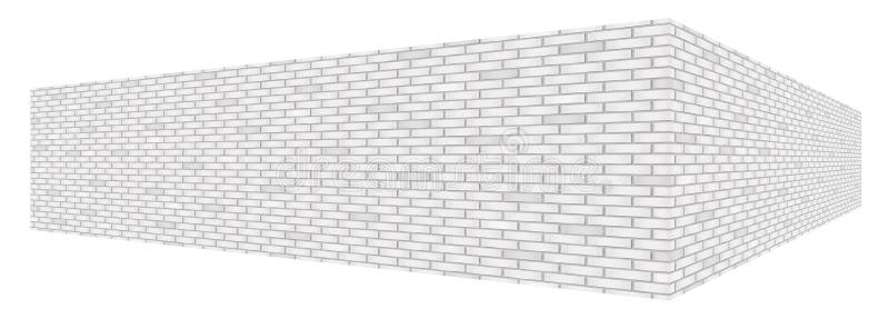 Diagonal white brick wall texture with a perspective is isolated on white background.