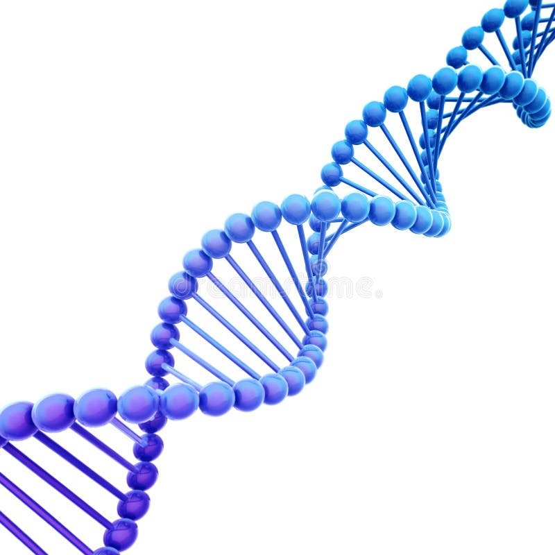 3D Render of Blue DNA Helix on White, Diagonal Orientation. 3D Render of Blue DNA Helix on White, Diagonal Orientation