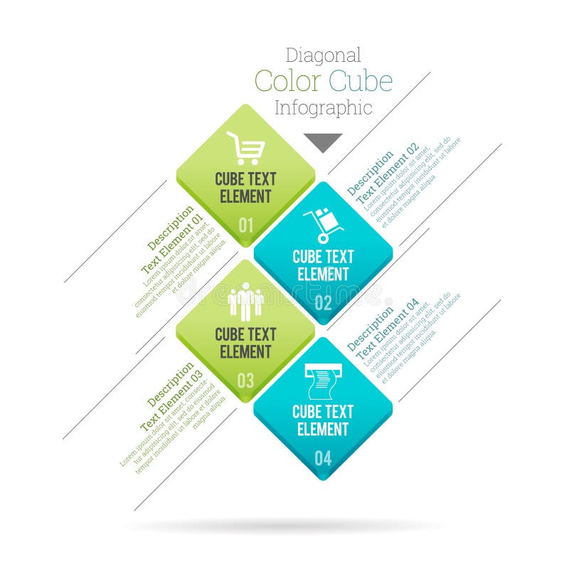 Diagonalny koloru sześcian Infographic royalty ilustracja Diagonalny koloru sześcian Infographic royalty ilustracja