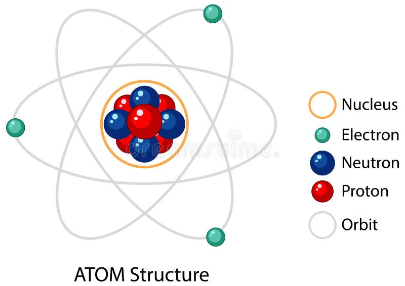 Diagram of atom structure stock vector. Illustration of neutron - 245442937
