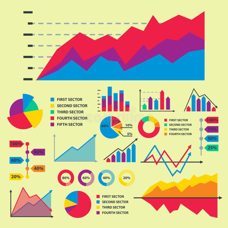 Diagram pilar för mallen för data för arket för flöde för affären för vektorn för diagramgrafbeståndsdelar infographic och cirkla vektor illustrationer Diagram pilar för mallen för data för arket för flöde för affären för vektorn för diagramgrafbeståndsdelar infographic och cirkla vektor illustrationer
