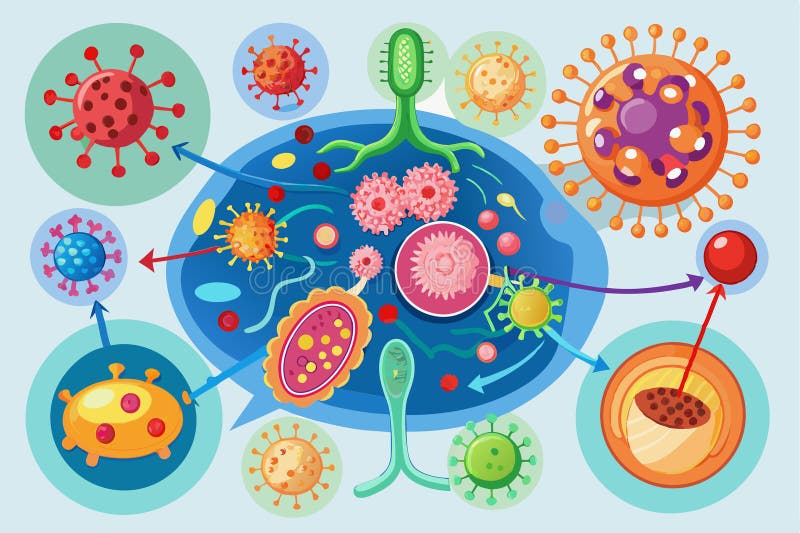 This diagram showcases the diverse cells of the immune system and their complex relationships, Scheme of appearance of cells of royalty free illustration