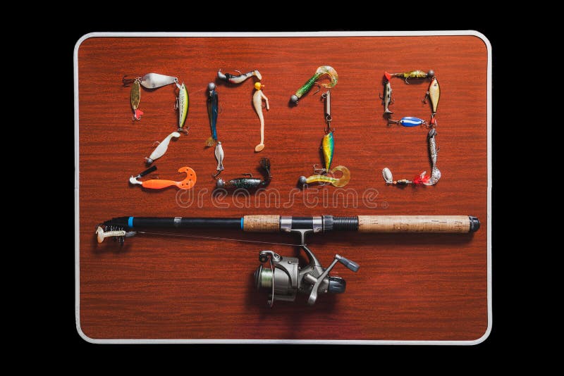 2019 diagram som göras från beten för att fiska royaltyfri foto 2019 diagram som göras från beten för att fiska royaltyfri foto