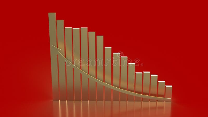 Diagrama aurie și săgeata pentru redarea conceptului de întreprindere 3d stock illustration