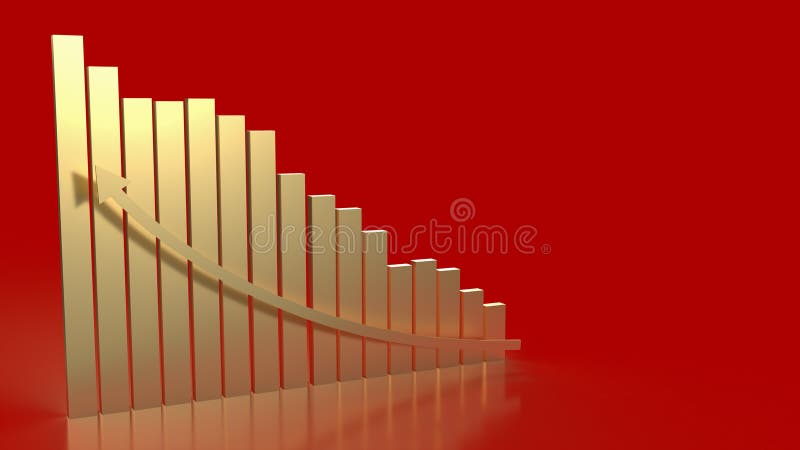 Diagrama aurie și săgeata pentru redarea conceptului de întreprindere 3d royalty free illustration