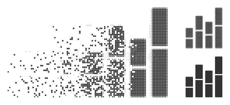 Diagrame bară fragmentate pictogramă semiton pixeli stock illustration