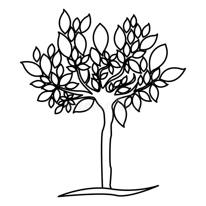 diagramet träd med många lämnar symbolen royaltyfri illustrationer diagramet träd med många lämnar symbolen royaltyfri illustrationer