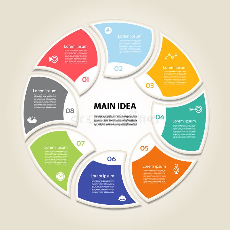 Diagramma ciclico con otto punti ed icone royalty illustrazione gratis Diagramma ciclico con otto punti ed icone royalty illustrazione gratis