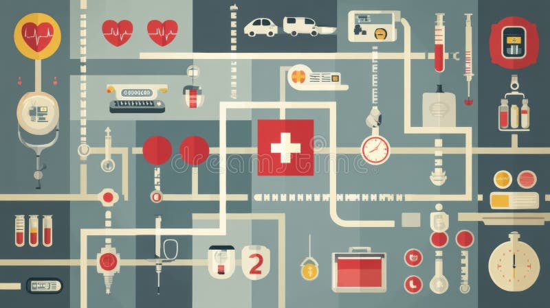 Diagramma di flusso del sistema medico generato dall'IA illustrazione vettoriale