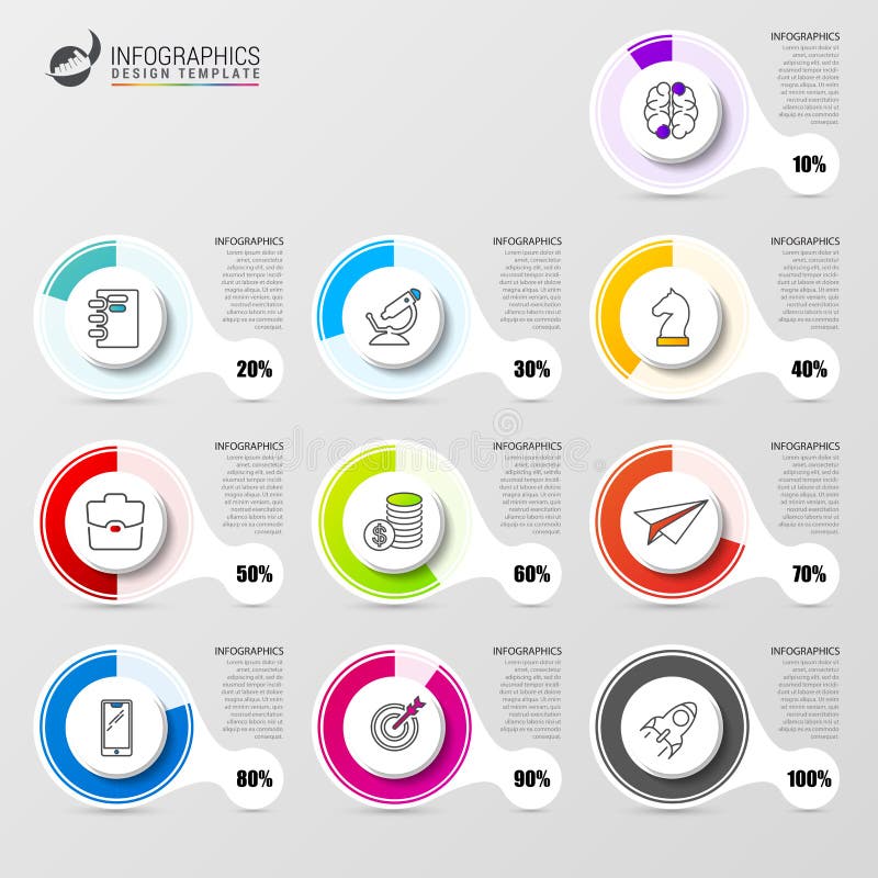 Diagramma di percentuale Modello di progettazione di Infographic con le icone royalty illustrazione gratis Diagramma di percentuale Modello di progettazione di Infographic con le icone royalty illustrazione gratis