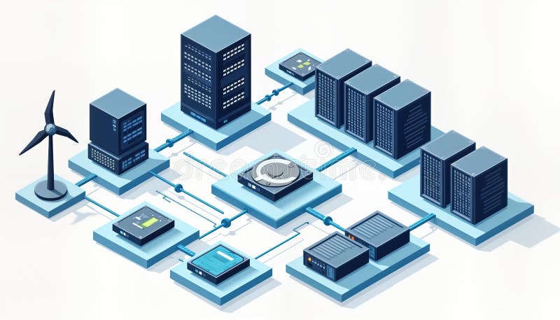 Diagramma moderno dell'infrastruttura tecnologica visualizza il sistema di backup per il ripristino in caso di emergenza. server d royalty illustrazione gratis