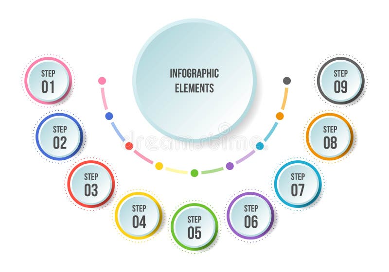 Diagramme d'en demi-cercle, calibres infographic de chronologie illustration de vecteur Diagramme d'en demi-cercle, calibres infographic de chronologie illustration de vecteur