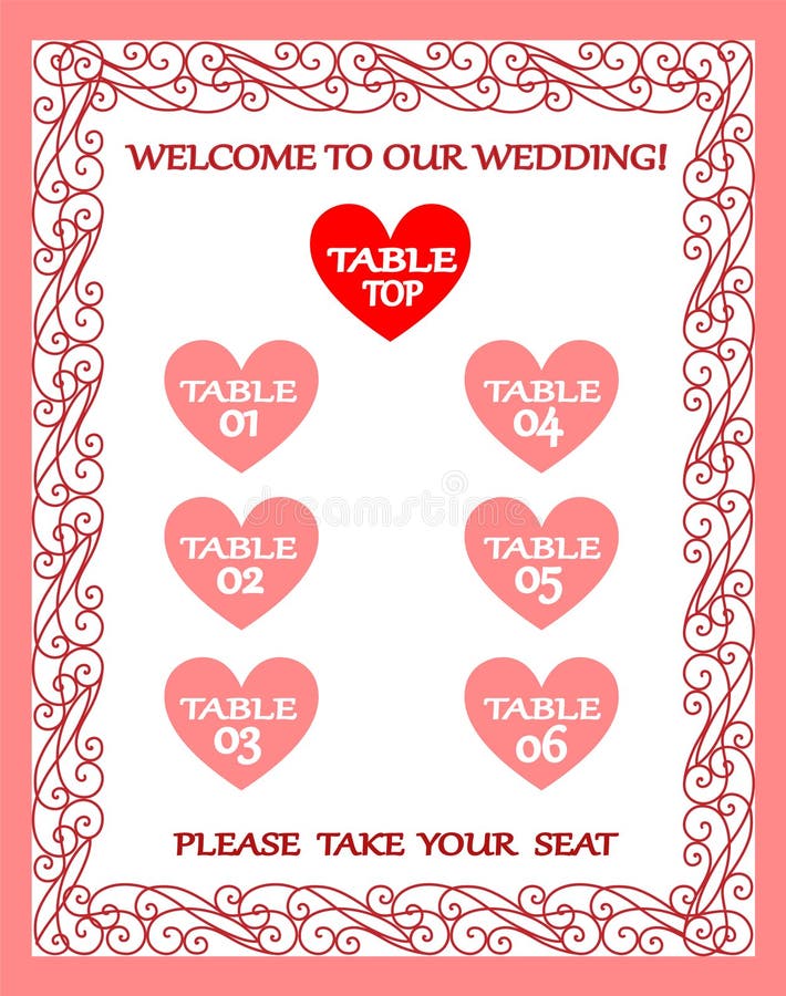 Diagramme de table de mariage, plan d'allocation des places, cadre de vintage illustration de vecteur Diagramme de table de mariage, plan d'allocation des places, cadre de vintage illustration de vecteur