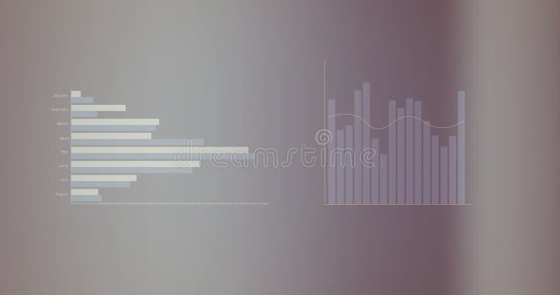 Diagramme und Datenverarbeitung vor grauem Hintergrund stock abbildung