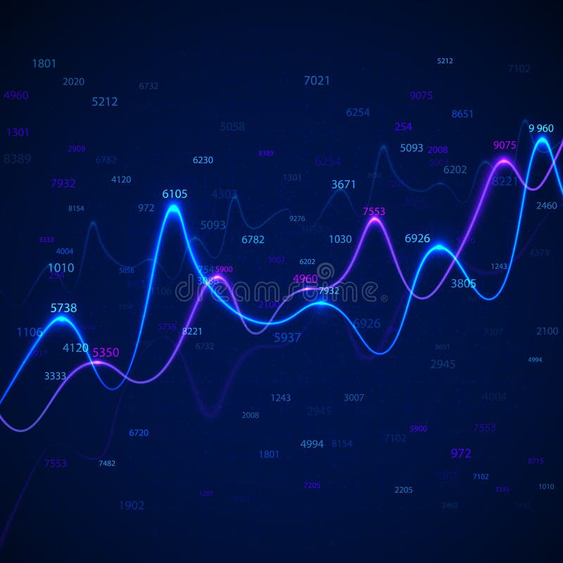Diagrammi e grafici aziendali su sfondo blu con numeri casuali. analisi dei dati e informazioni statistiche. modello economico