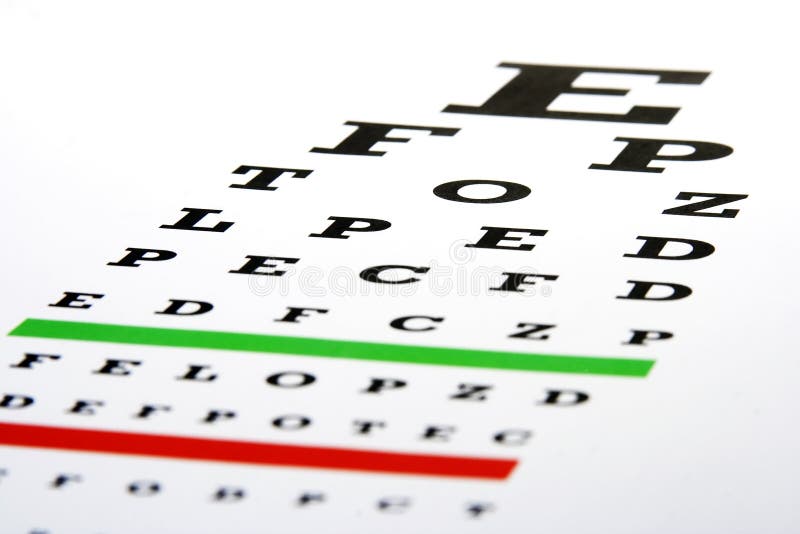 An eye chart in a plain white background. An eye chart in a plain white background.