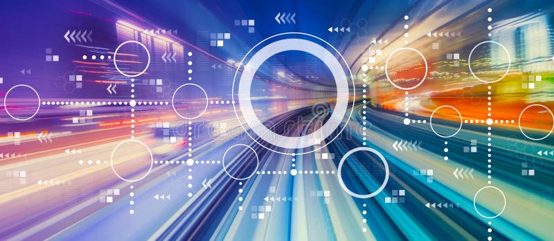 Diagramă cercuri conectate cu albastru de mare viteză stock photography