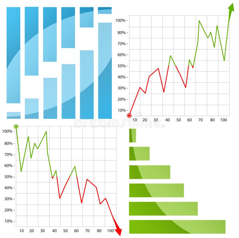 Diagramă grafic colorat cu săgeată pe alb stock illustration