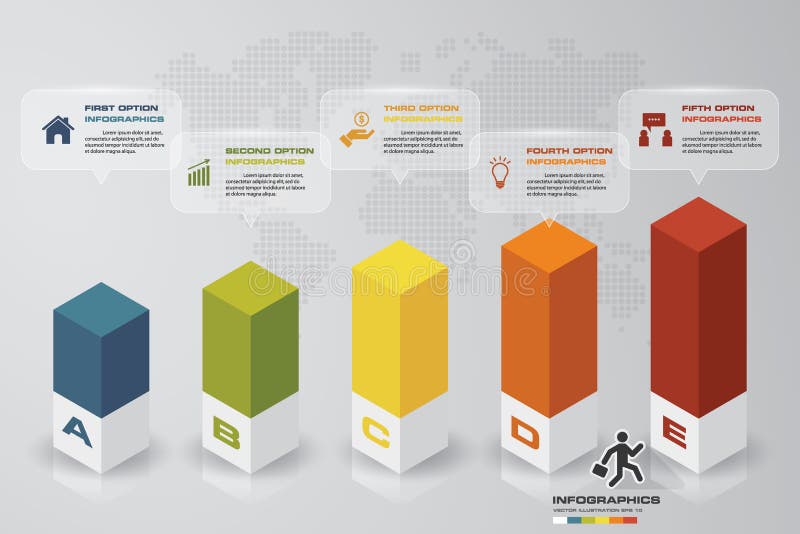 Diagramă în 5 etape pentru prezentarea întreprinderii 5 niveluri de infografie grafică colorată. royalty free illustration
