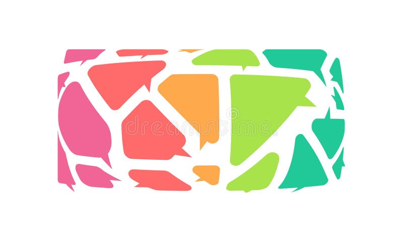 Dialog despre chat. concept de comunicare cu bule de vorbire. forme geometrice colorate. discuție conversație royalty free illustration