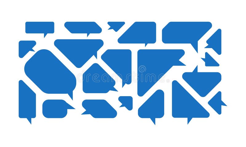 Dialog despre chat. concept de comunicare cu bule de vorbire. forme geometrice colorate. discuție conversație stock illustration