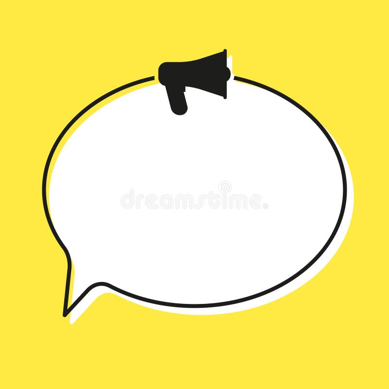 Dialogue bubble megaphone on a yellow background royalty free illustration