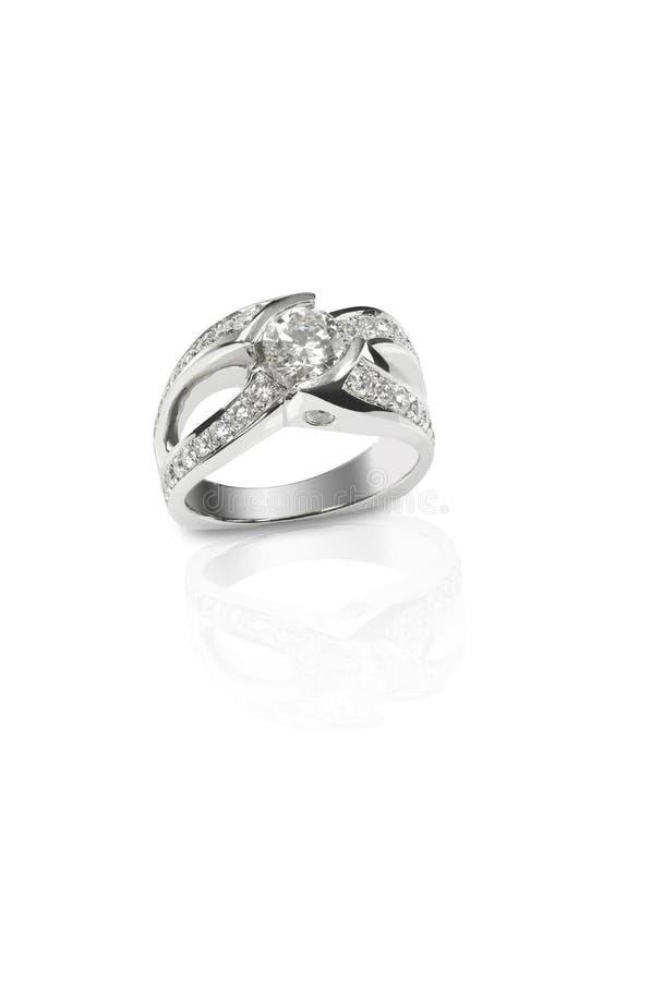 Silberner Ring Von Funf Diamanten Stockbild Bild Von Verpflichtung Ring 68441865
