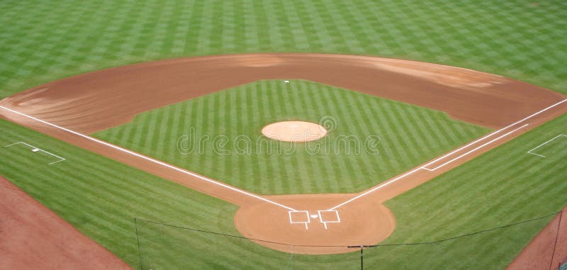 A baseball diamond is deserted before a game. A baseball diamond is deserted before a game.