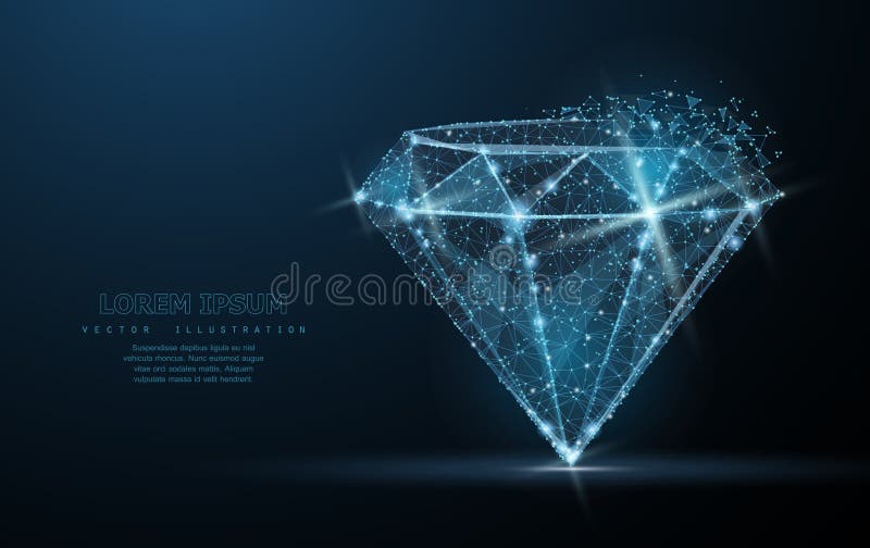 Diamante Poli maglia bassa del wireframe Gioielli, gemma, lusso e simbolo, illustrazione o fondo ricca royalty illustrazione gratis Diamante Poli maglia bassa del wireframe Gioielli, gemma, lusso e simbolo, illustrazione o fondo ricca royalty illustrazione gratis