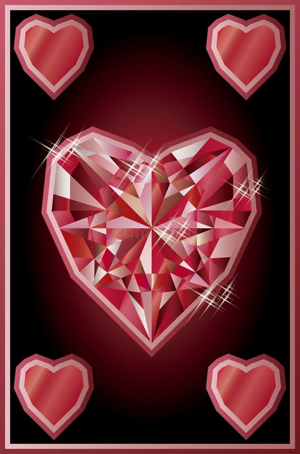 Diamantherz-Pokerkarte, Vektor stock abbildung Diamantherz-Pokerkarte, Vektor stock abbildung