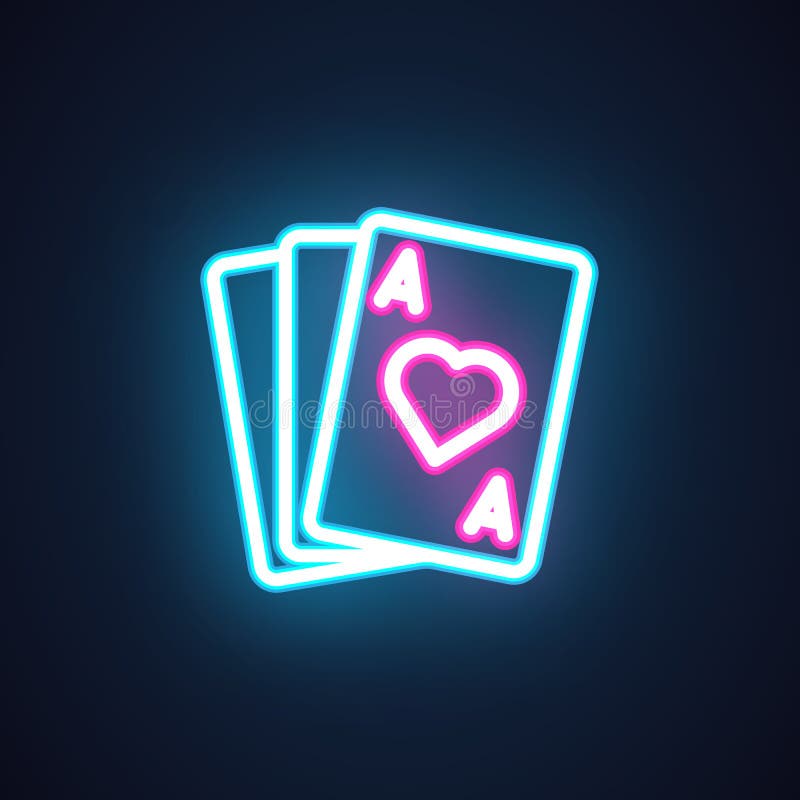 Diamentowego as neonowa ikona Kasyno znak Hazardu symbol Karta do gry elektryczny jarzyć się Ryzyko, podniecenie, turniejowa etyk royalty ilustracja
