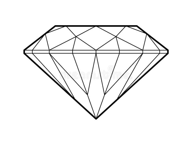 Diamentowy ilustracyjny symbolu konturu bielu tło ilustracja wektor Diamentowy ilustracyjny symbolu konturu bielu tło ilustracja wektor