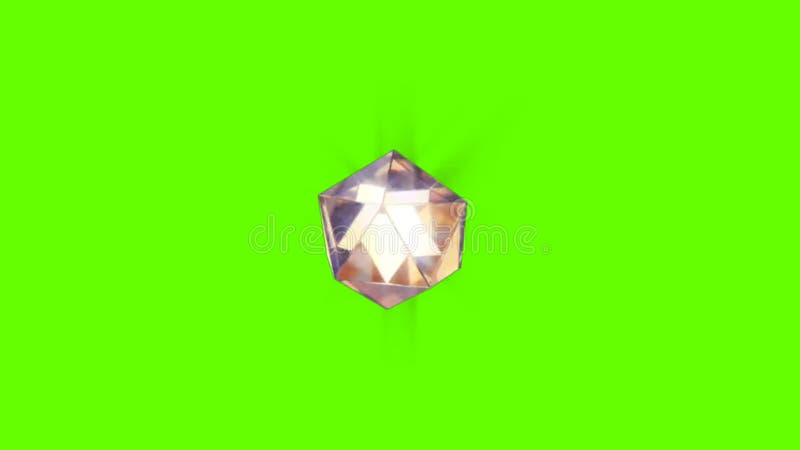 Diamentowy kamień na tle 4k animacji na zielonym ekranie. obracanie krystalicznej diamentowej grafiki ruchu z zieloną matą. szlach ilustracji