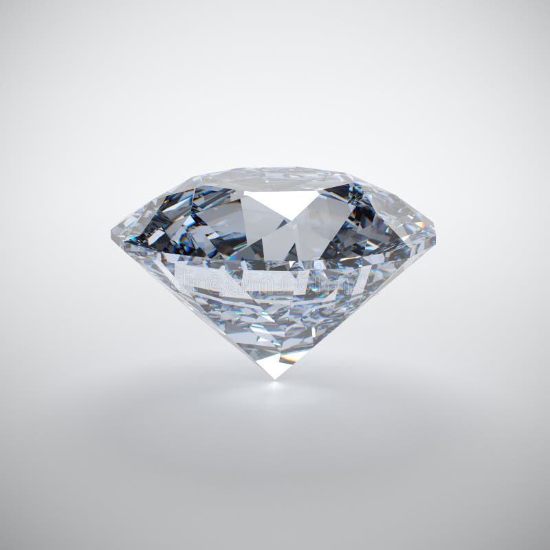 3D illustration of diamond on white background. Shaped gift illustrations