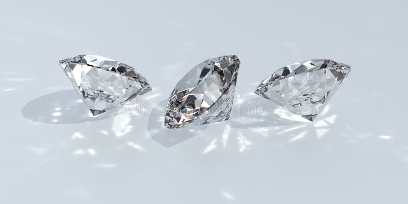 Diamante isolato su bianco e i 3 punti di vista differenti.