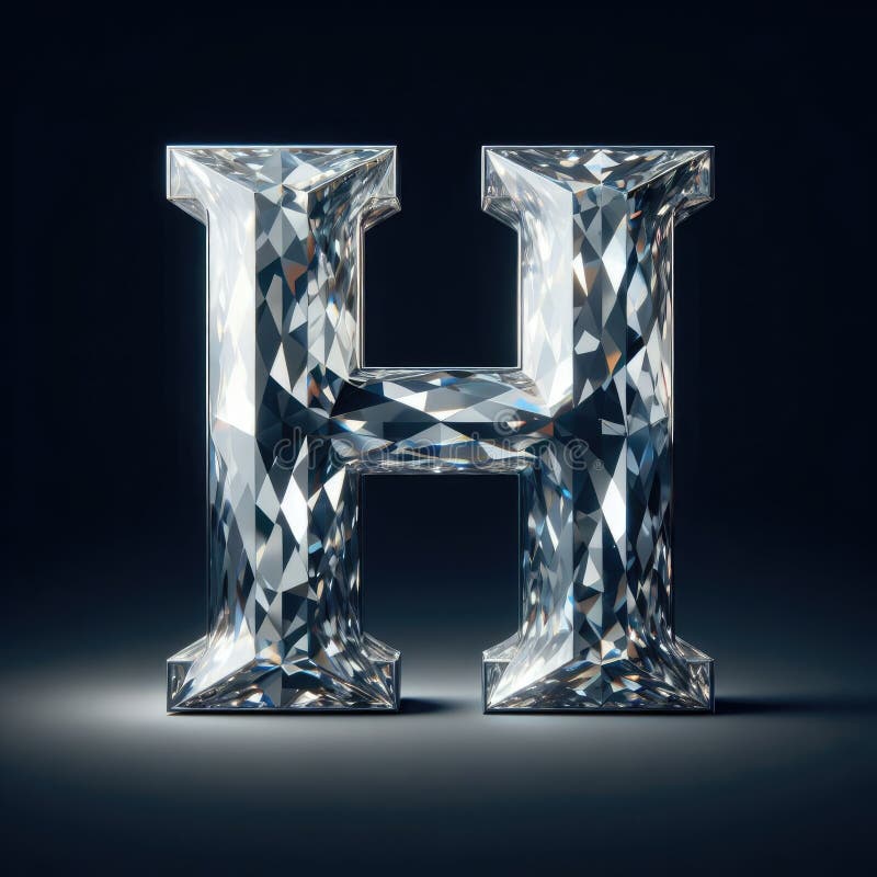 The Letter H 3d Diamond Art Illustration Stock Photo, Picture and Royalty  Free Image. Image 14413392.