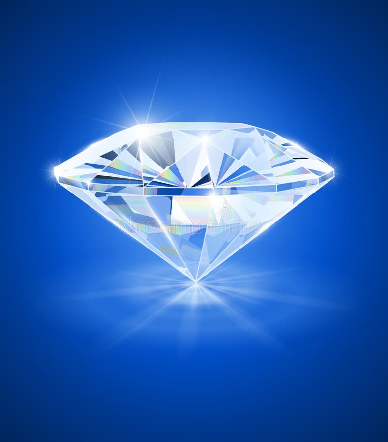 Diamant na modrom pozadí vektorové ilustrácie EPS10.