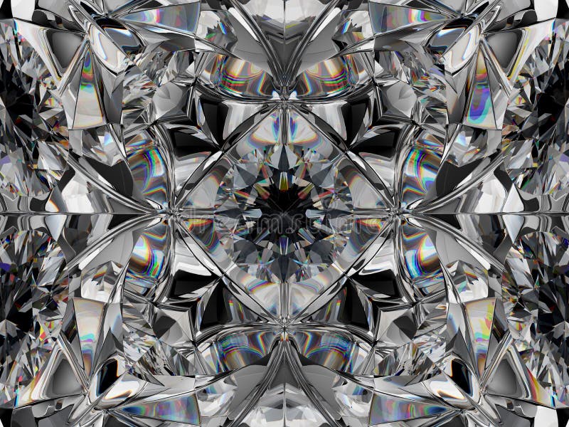 Diamond Closeup and Kaleidoscope Pattern Stock Illustration