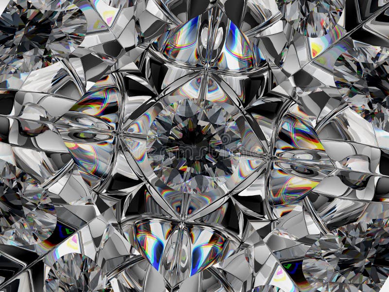 Diamond Closeup Pattern and Kaleidoscope Effect Stock Image Image of