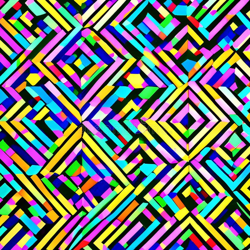 Diamond Dazzle: An image of a geometric pattern created with diamond shapes, in a dazzling array of bright and bold colors3, Gen stock photo