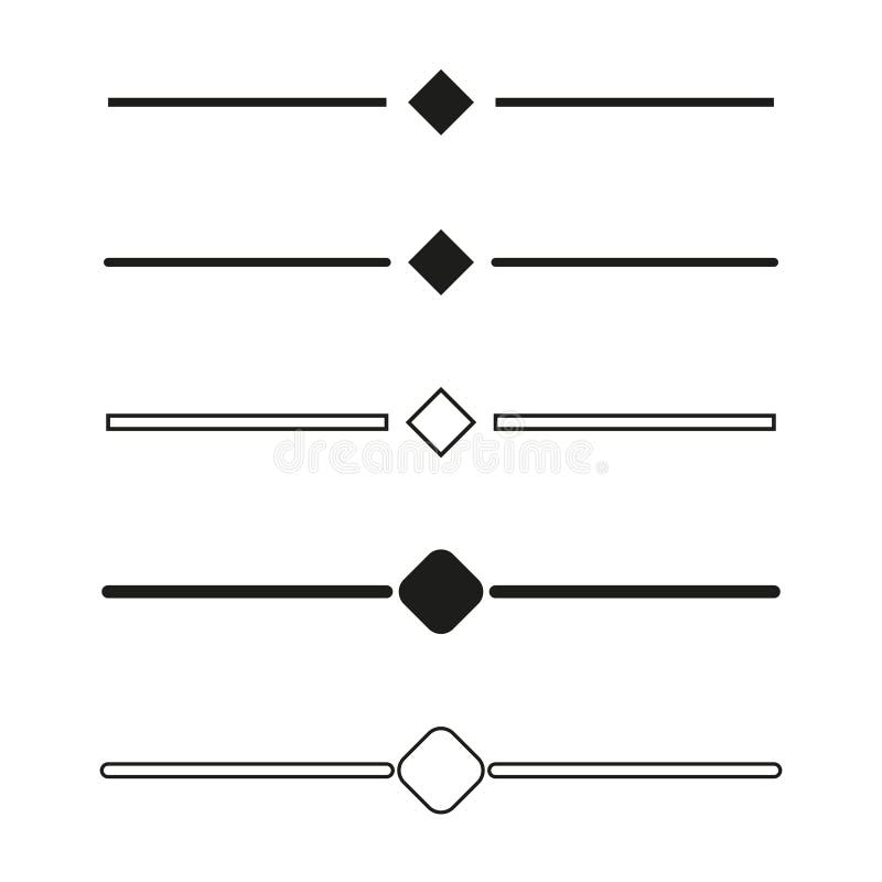 Diamond Divider Icons. Simple Line Separators. Vector Illustration