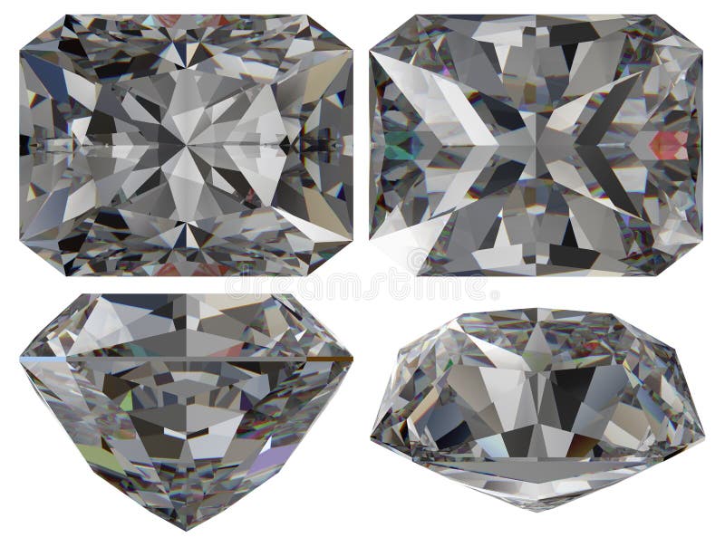 Diamond emerald cut isolated royalty free illustration