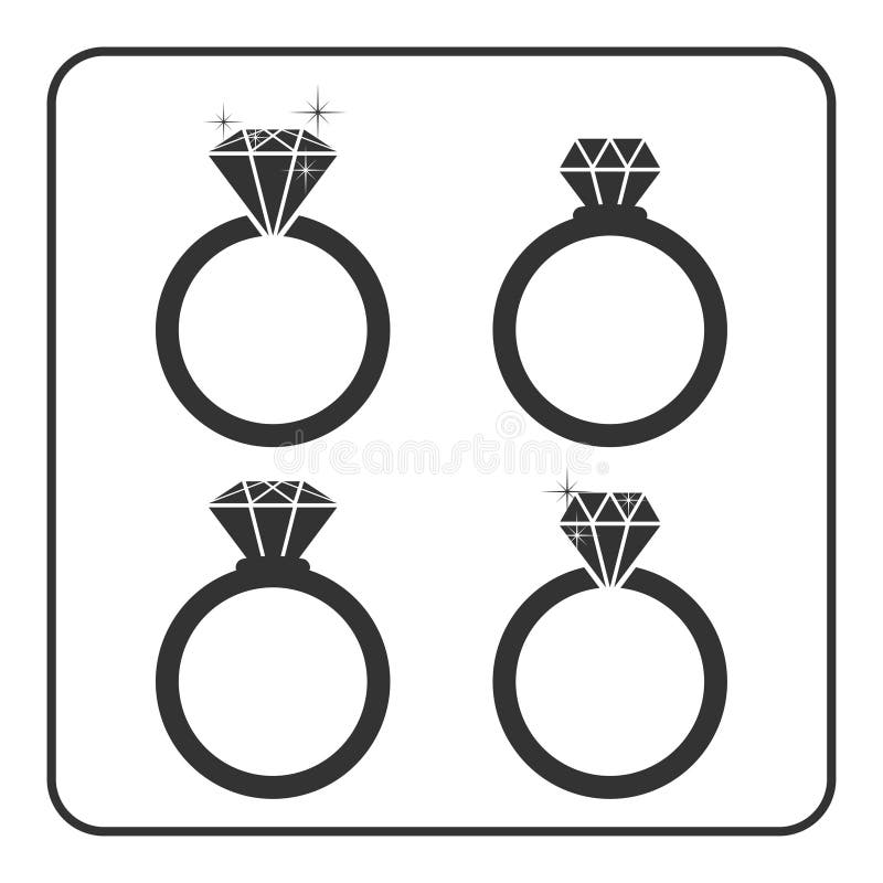 Diamond Engagement Ring Icons Set 1 Stock Vector - Illustration of ...