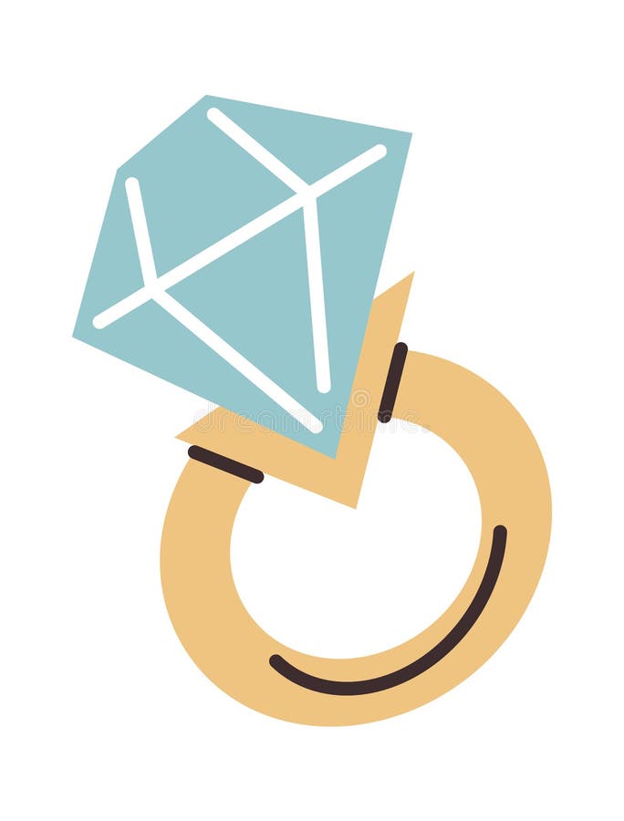 Diamond engagement ring sticker design stock illustration