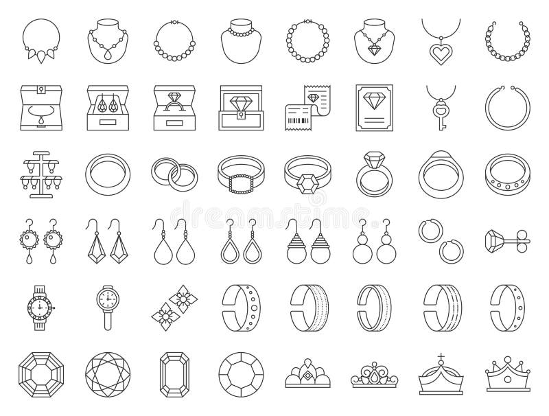 Premium Vector  Vector icons of jewelry bijou fashion accessories